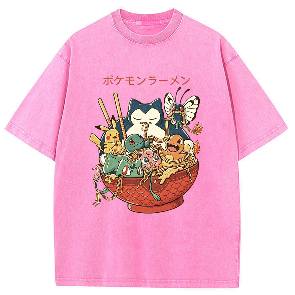 Pokemon Ramen Bowl Retro Cartoon Vintage Tee | Pokemon Anime