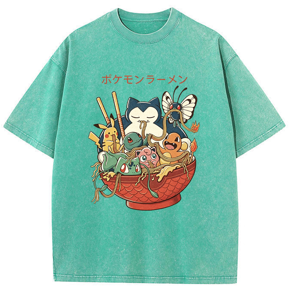 Pokemon Ramen Bowl Retro Cartoon Vintage Tee | Pokemon Anime