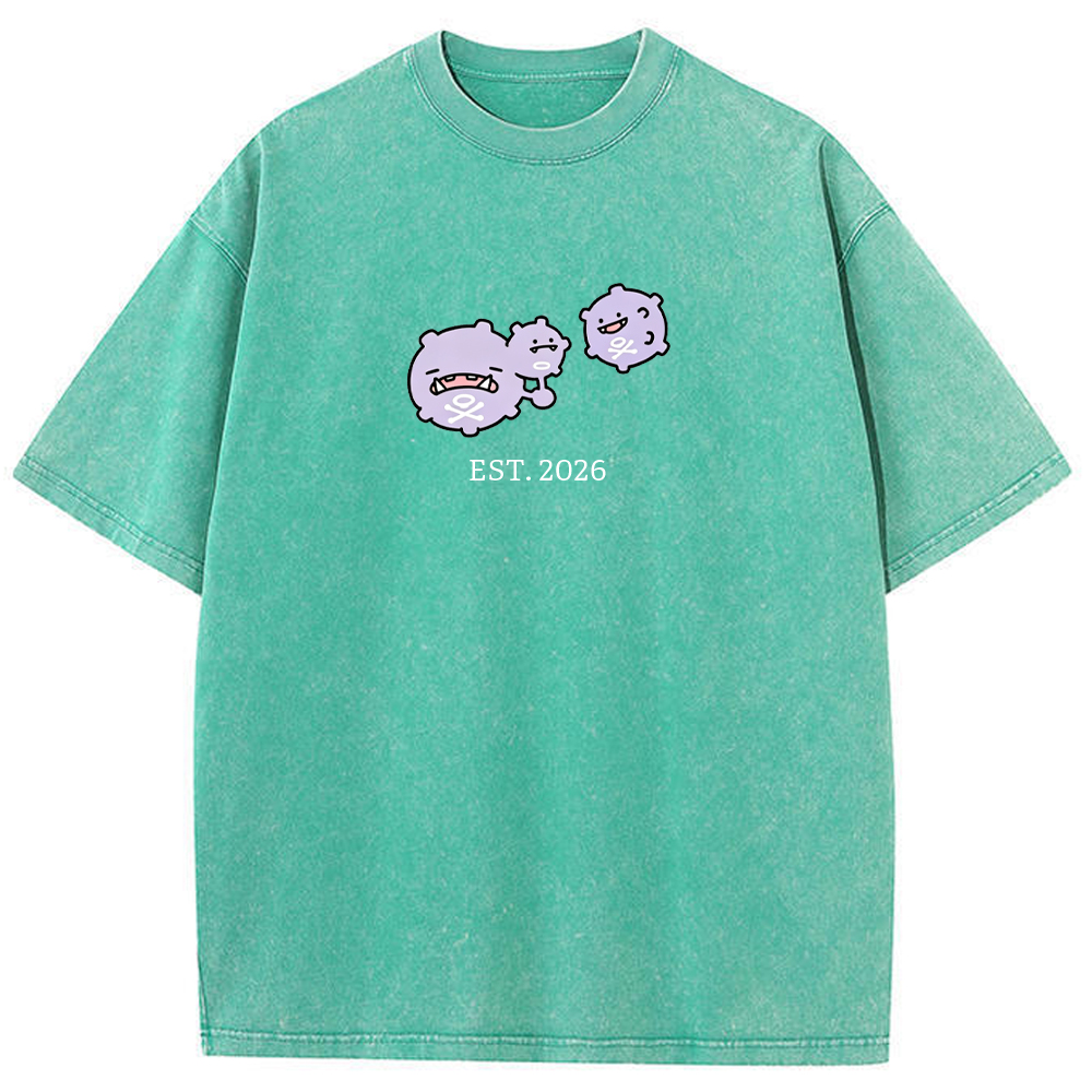 Cute Parent & Kid Koffing Trio Vintage Washed T-Shirt