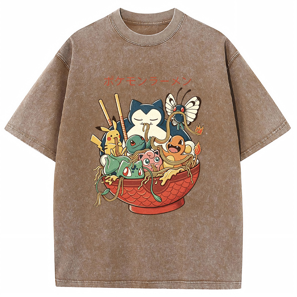 Pokemon Ramen Bowl Retro Cartoon Vintage Tee | Pokemon Anime
