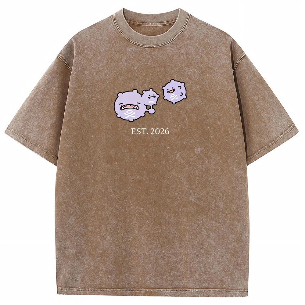 Cute Parent & Kid Koffing Trio Vintage Washed T-Shirt