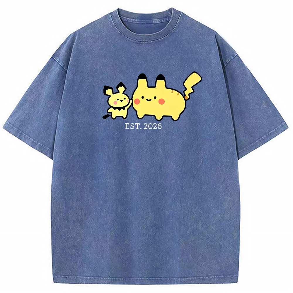 Cute Parent & Kid Pikachu Vintage Washed T-Shirt
