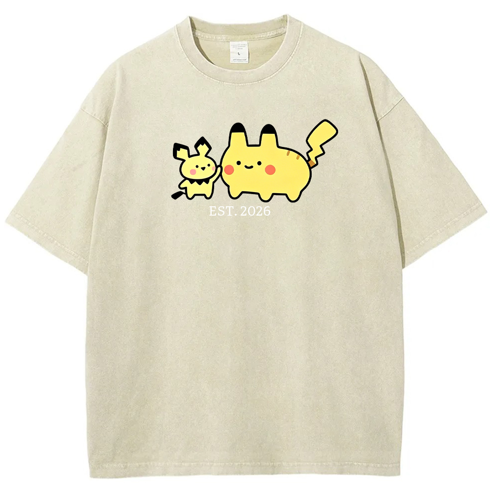 Cute Parent & Kid Pikachu Vintage Washed T-Shirt