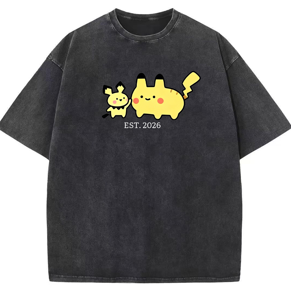 Cute Parent & Kid Pikachu Vintage Washed T-Shirt