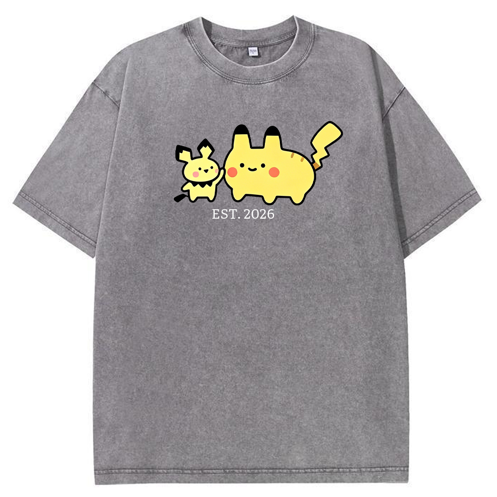 Cute Parent & Kid Pikachu Vintage Washed T-Shirt