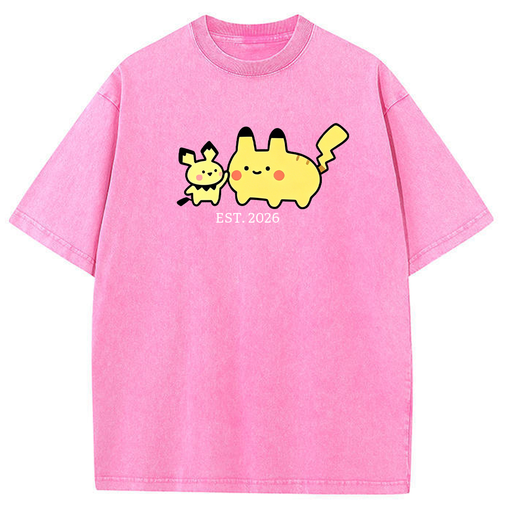 Cute Parent & Kid Pikachu Vintage Washed T-Shirt