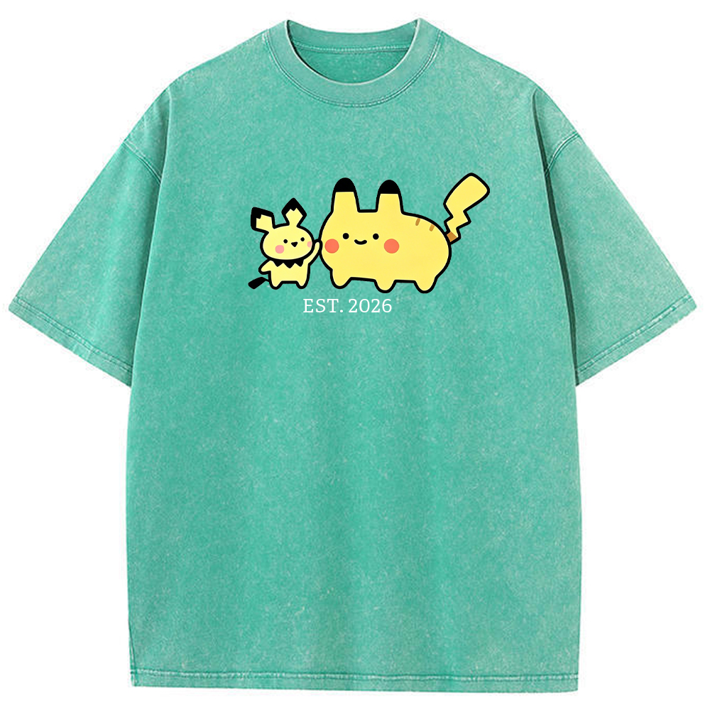 Cute Parent & Kid Pikachu Vintage Washed T-Shirt