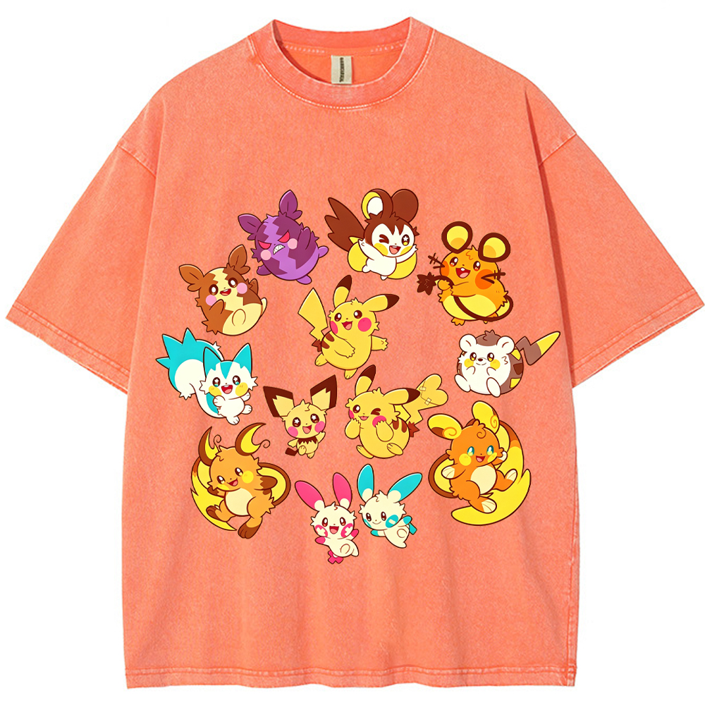 Circular Electric Type Pokemon Collection Cartoon Tee | Pokemon Anime