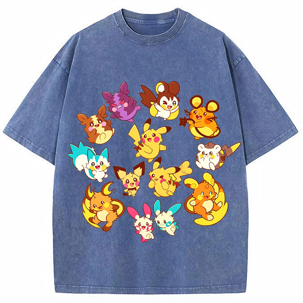 Circular Electric Type Pokemon Collection Cartoon Tee | Pokemon Anime