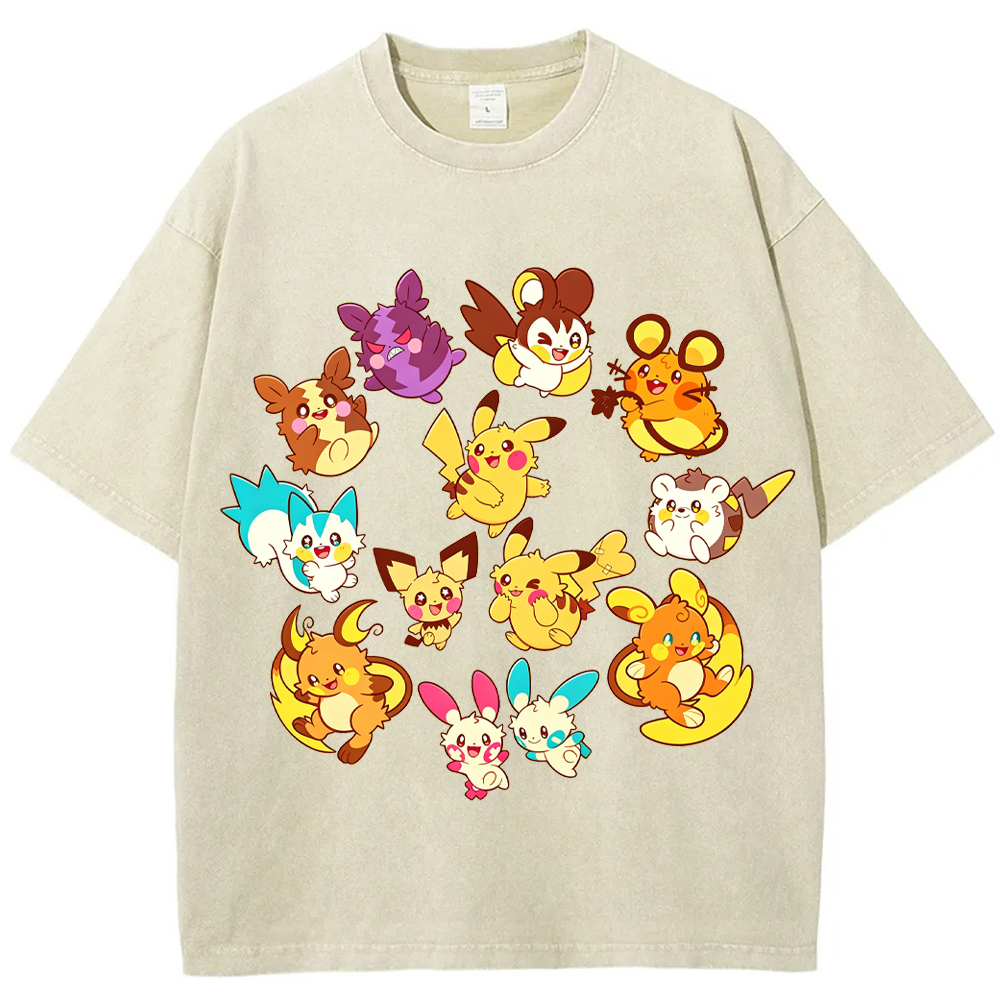 Circular Electric Type Pokemon Collection Cartoon Tee | Pokemon Anime