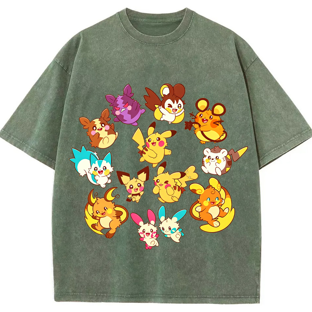 Circular Electric Type Pokemon Collection Cartoon Tee | Pokemon Anime
