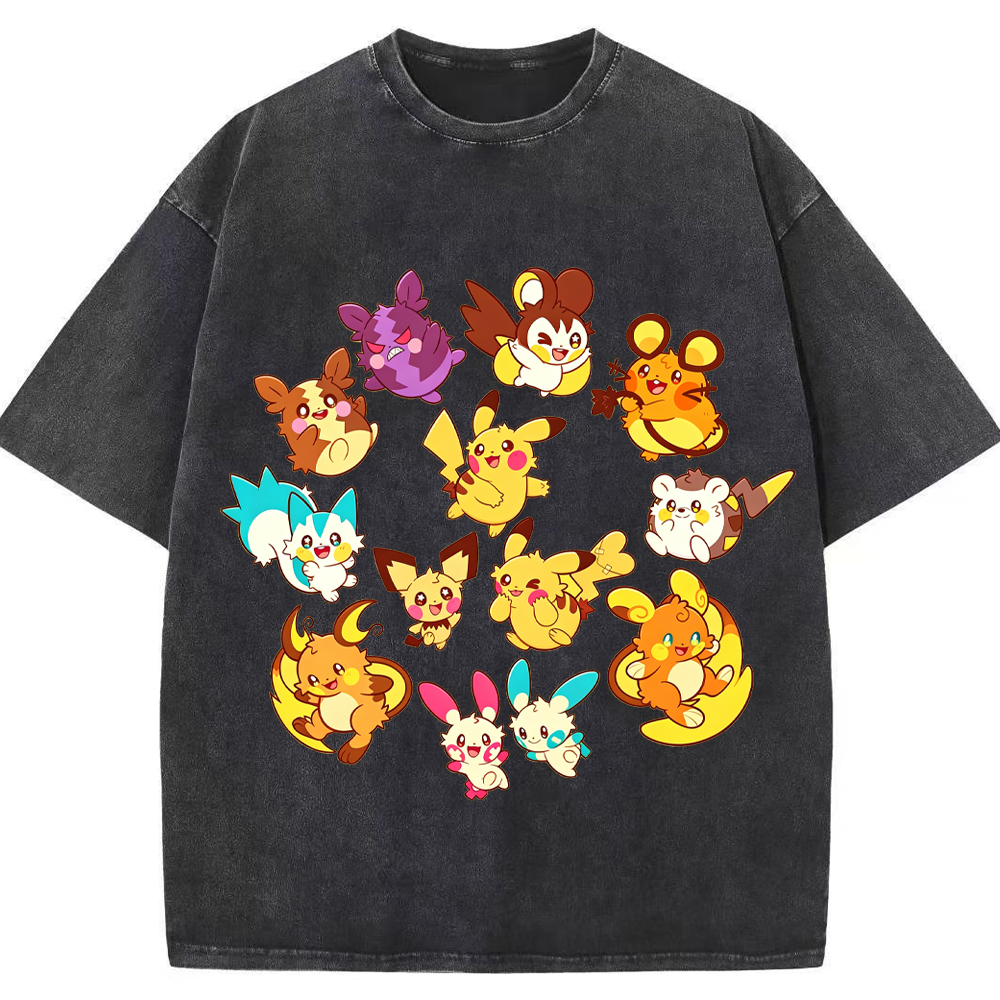 Circular Electric Type Pokemon Collection Cartoon Tee | Pokemon Anime