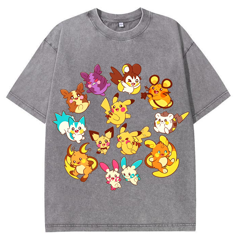 Circular Electric Type Pokemon Collection Cartoon Tee | Pokemon Anime
