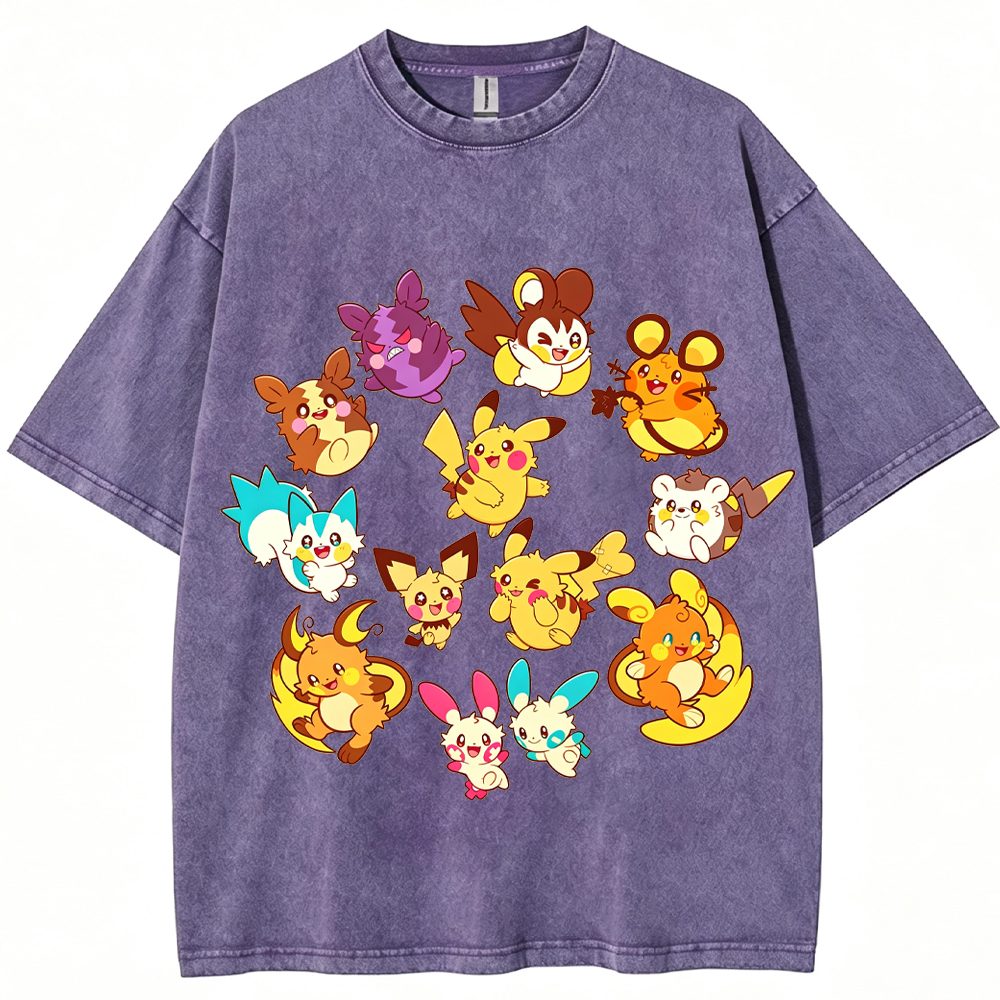 Circular Electric Type Pokemon Collection Cartoon Tee | Pokemon Anime