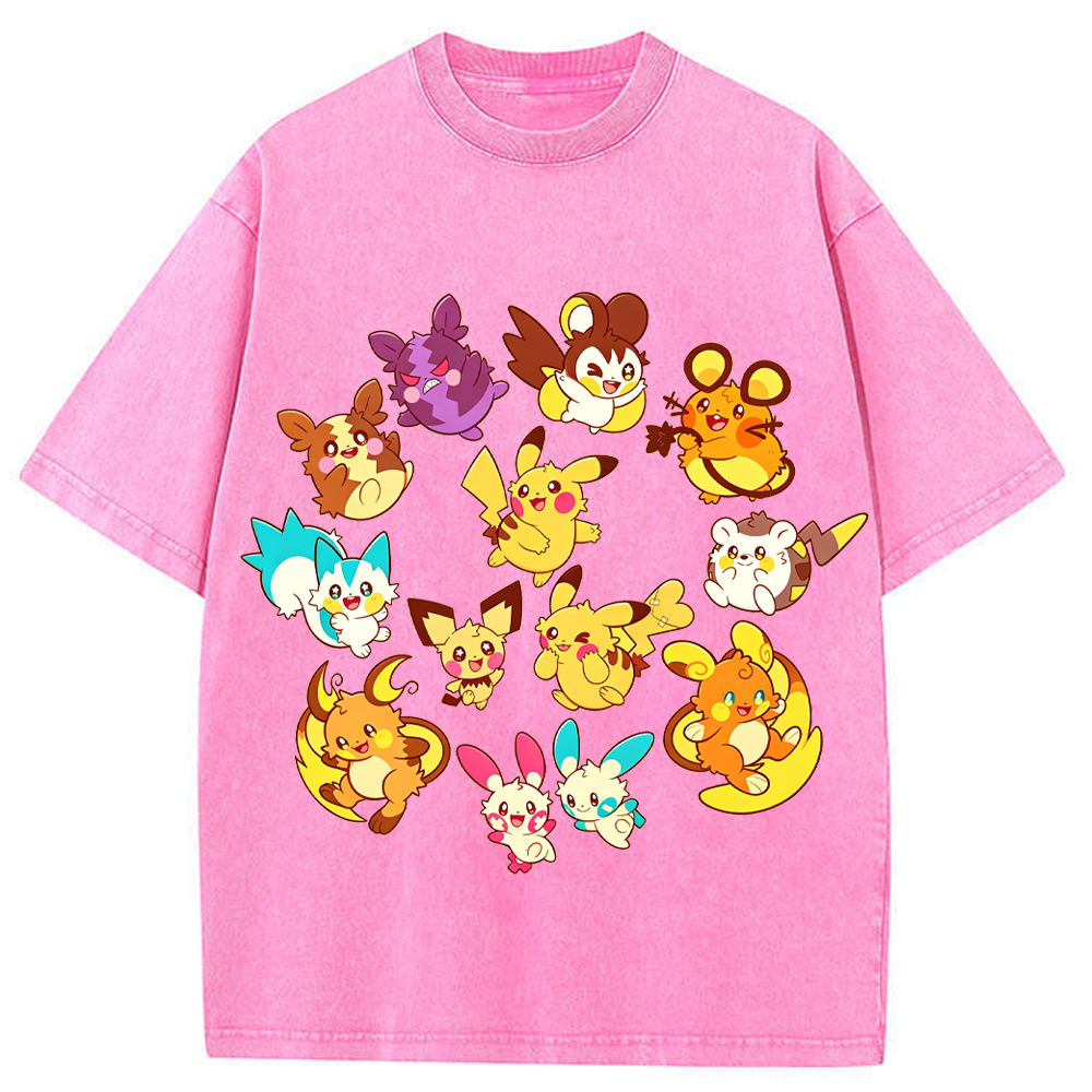 Circular Electric Type Pokemon Collection Cartoon Tee | Pokemon Anime