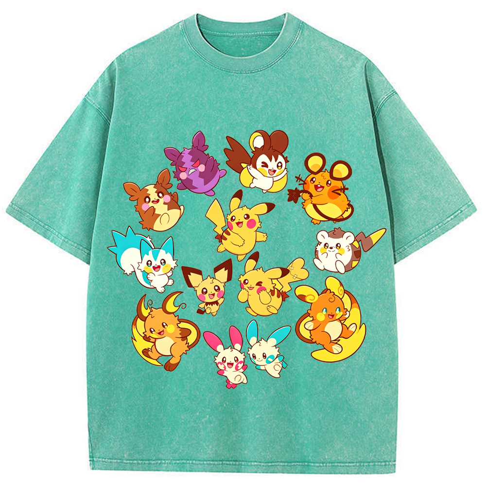 Circular Electric Type Pokemon Collection Cartoon Tee | Pokemon Anime