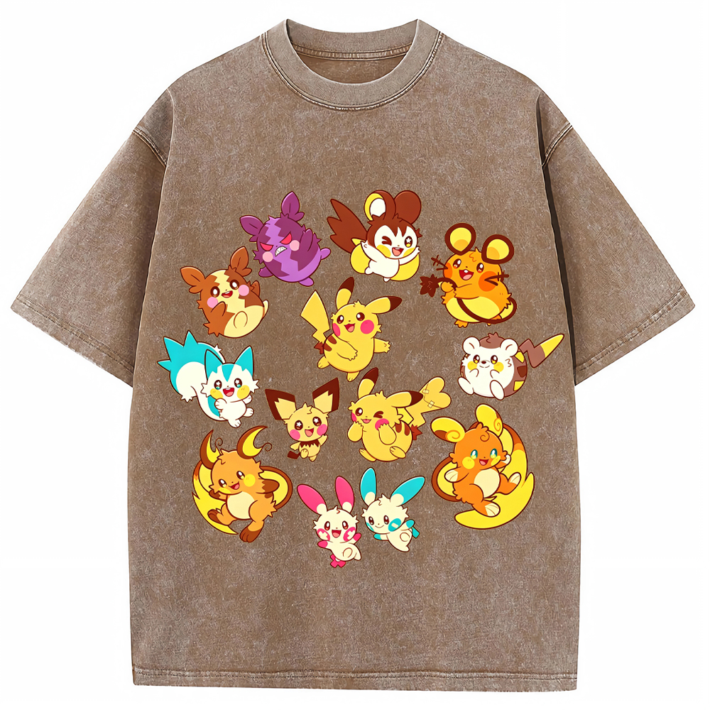 Circular Electric Type Pokemon Collection Cartoon Tee | Pokemon Anime
