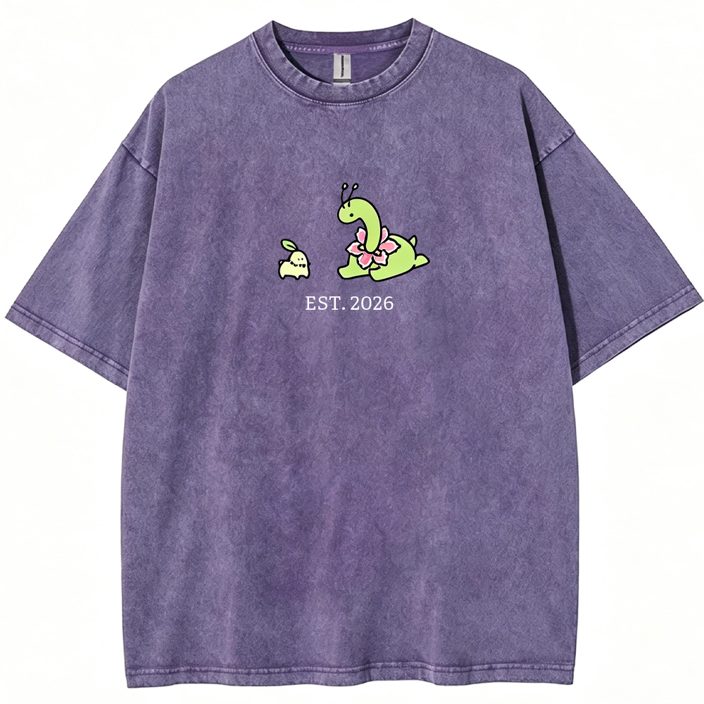 Cute Parent & Kid Meganium Vintage Washed T-Shirt