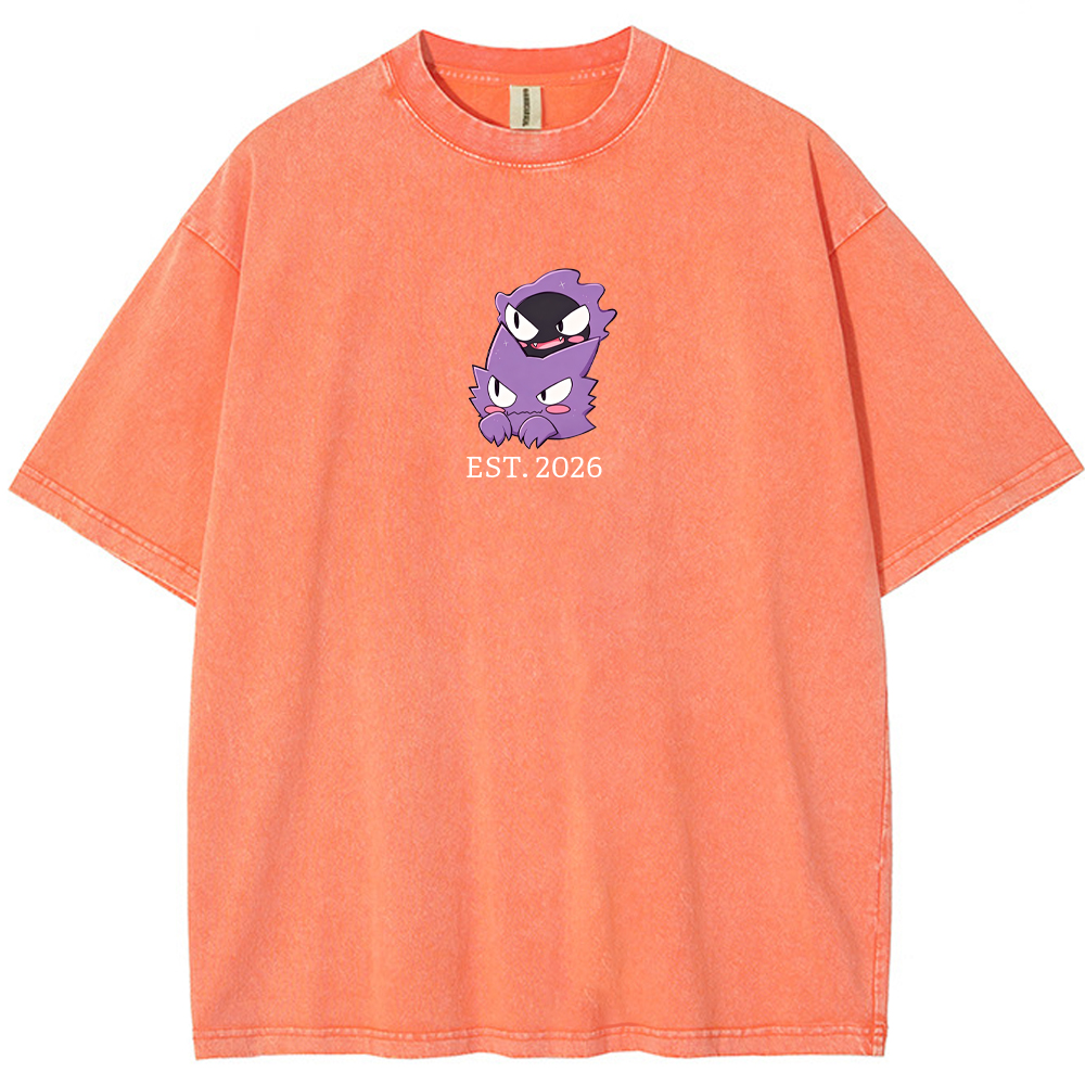 Cute Parent & Kid Gastly Haunter Vintage Washed T-Shirt
