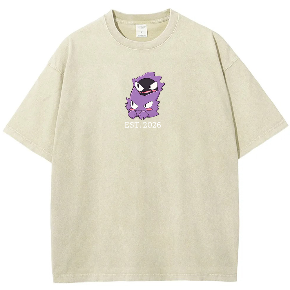 Cute Parent & Kid Gastly Haunter Vintage Washed T-Shirt