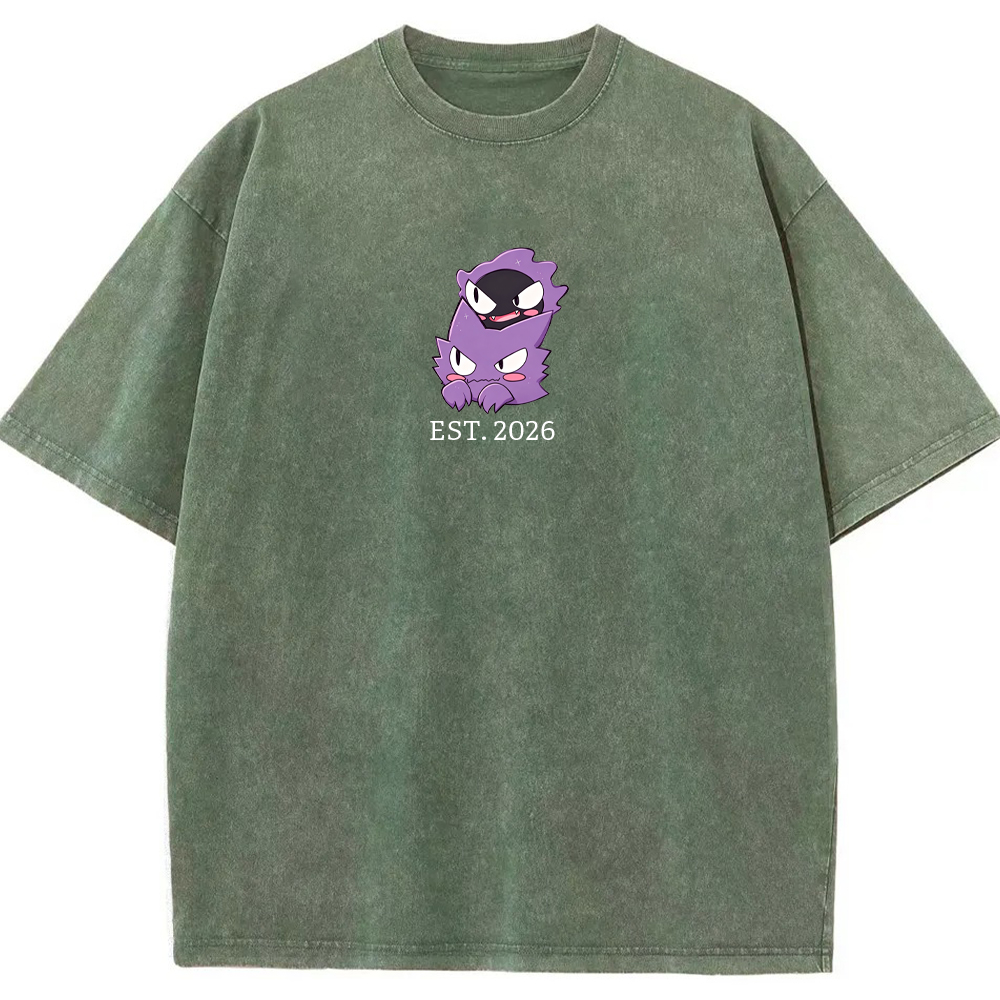 Cute Parent & Kid Gastly Haunter Vintage Washed T-Shirt