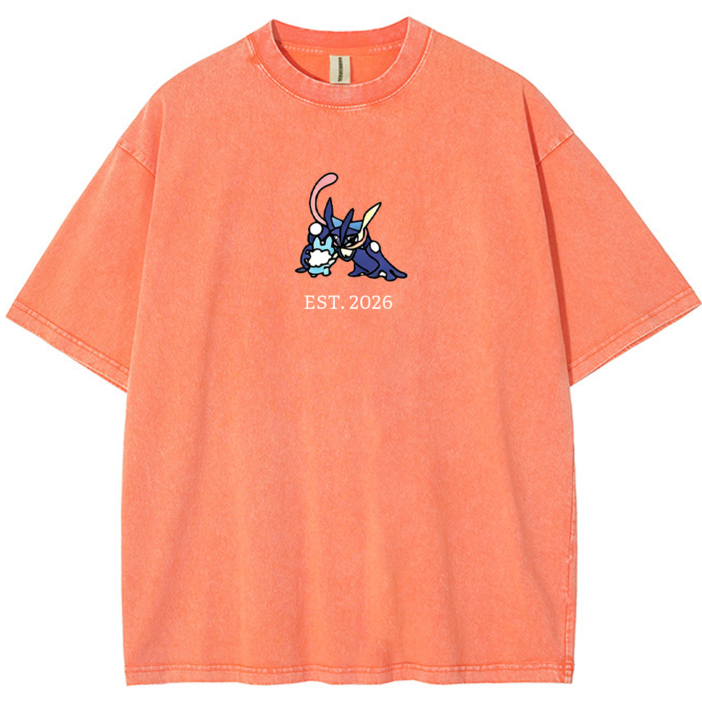 Cute Parent & Kid Greninja Vintage Washed T-Shirt