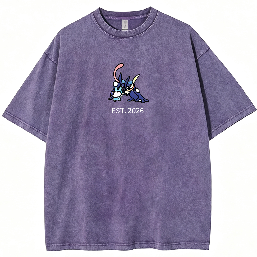 Cute Parent & Kid Greninja Vintage Washed T-Shirt