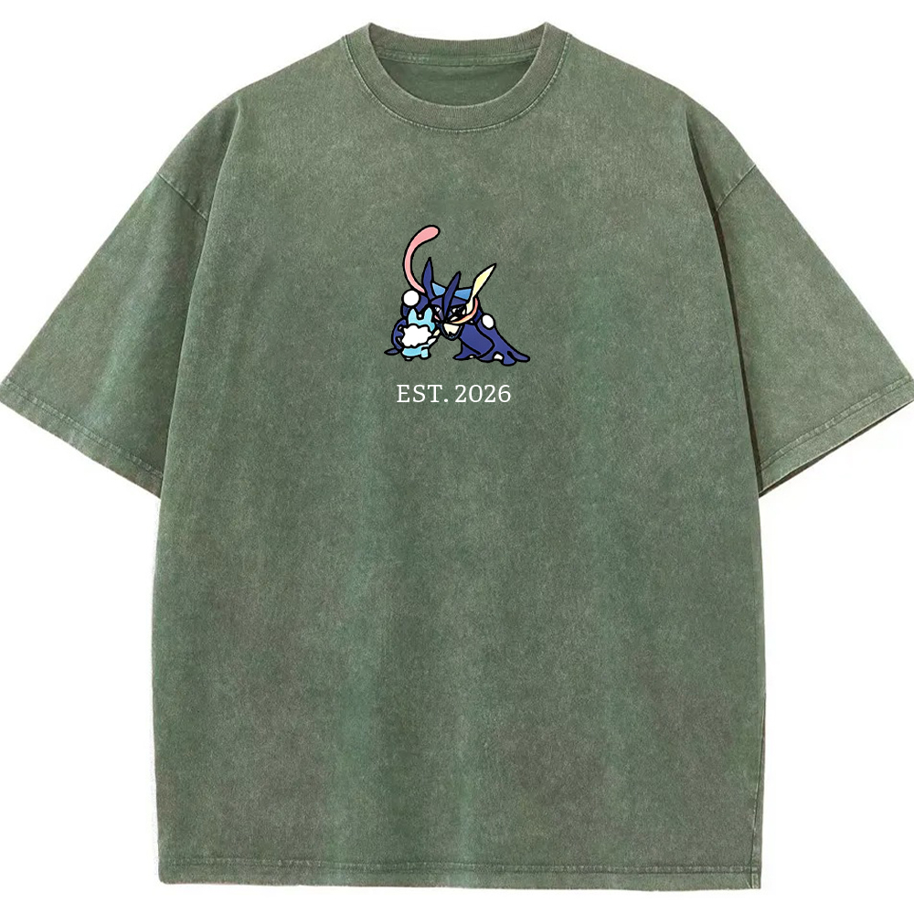 Cute Parent & Kid Greninja Vintage Washed T-Shirt
