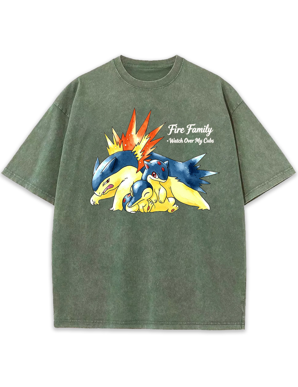 Parent & Kid Typhlosion Fire Family Vintage Washed T-Shirt