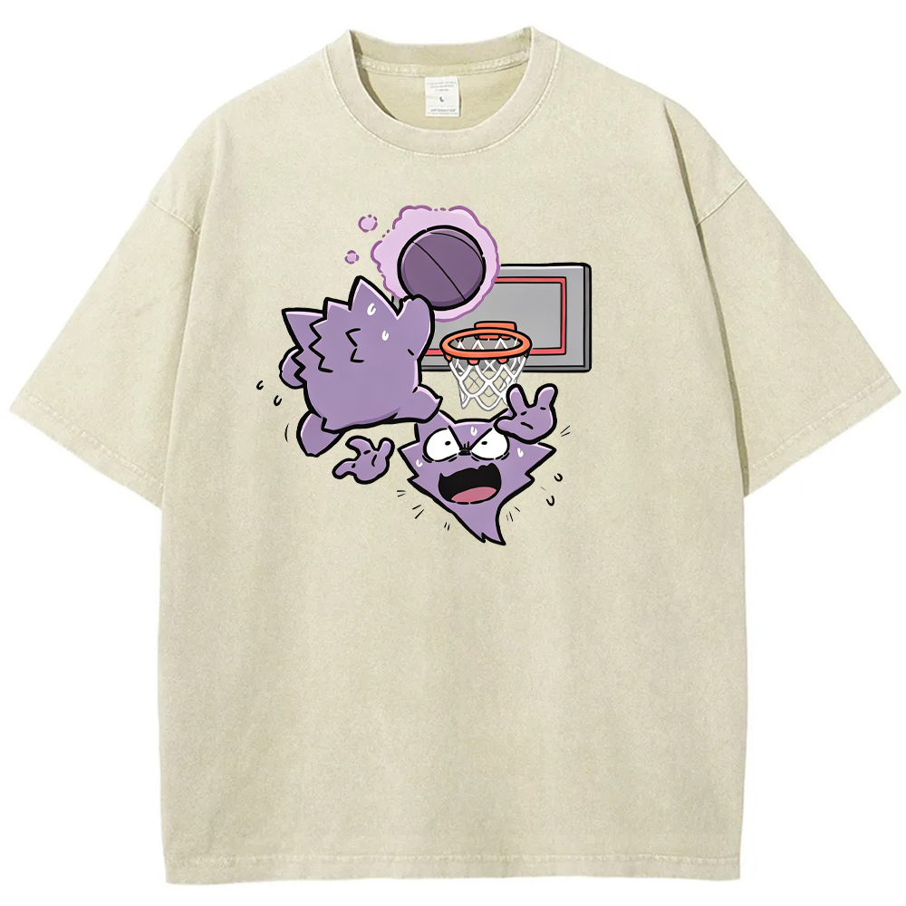 Gengar Evolution Line Playing Basketball Cartoon Tee | Pokemon Anime