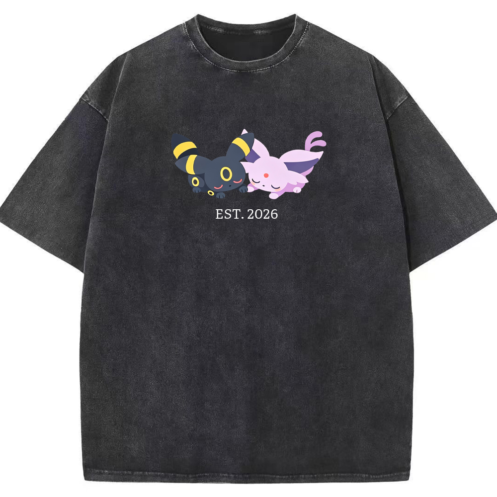 Cute Couple Tone Umbreon Espeon Sleeping Vintage Washed T-Shirt