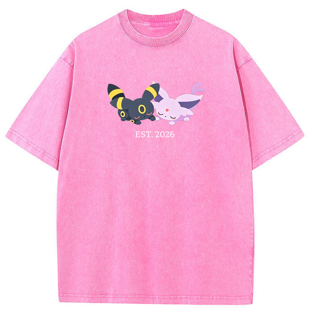 Cute Couple Tone Umbreon Espeon Sleeping Vintage Washed T-Shirt