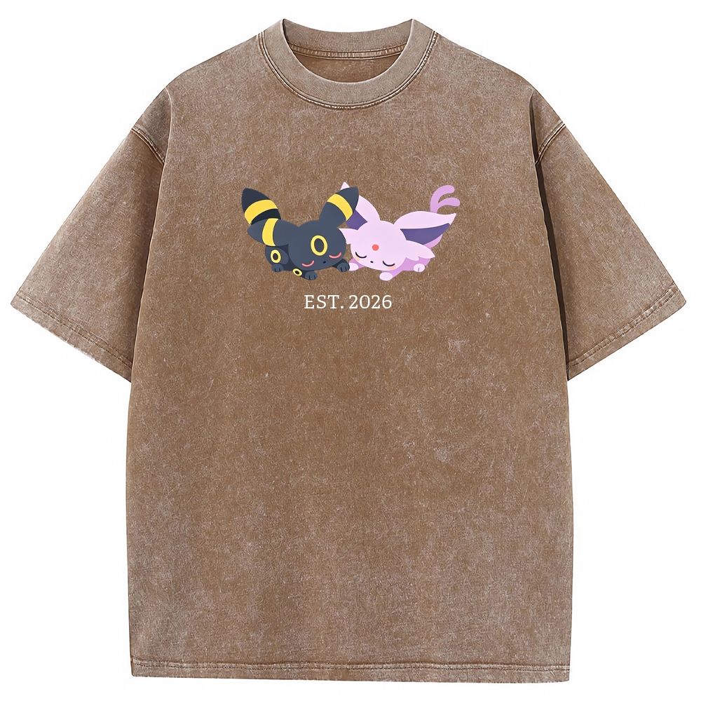 Cute Couple Tone Umbreon Espeon Sleeping Vintage Washed T-Shirt