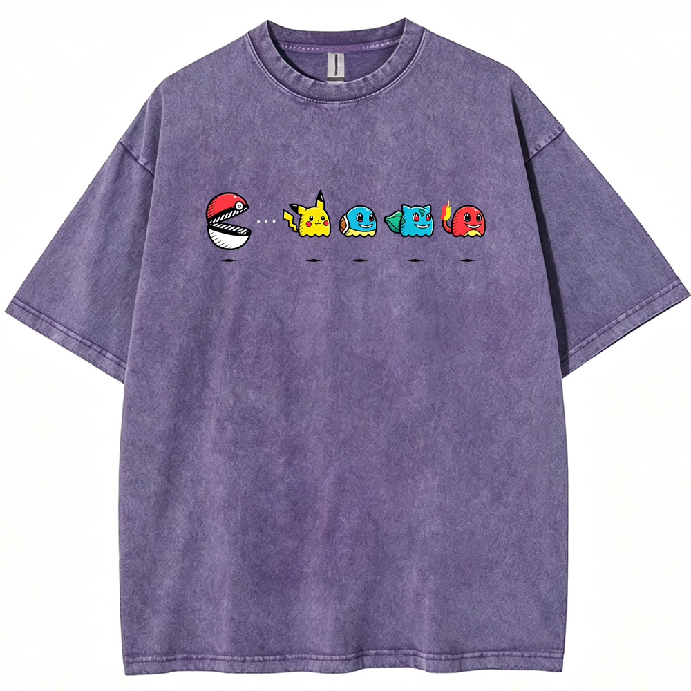 Pokeball & Starter Pokemon Marching Squad Cartoon Tee | Pokemon Anime