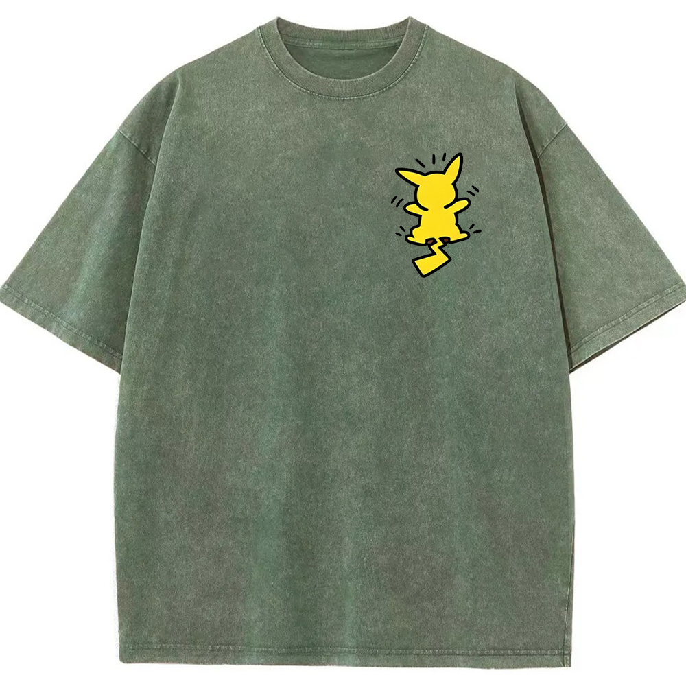 Multi Pokemon Silhouette Vintage Washed Back Print Tee | Pokemon Anime