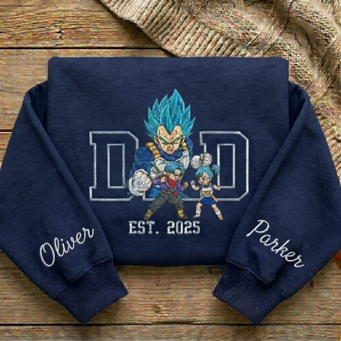 Embroidered Anime Dad Shirt, Personalized Anime Father's Day Gift