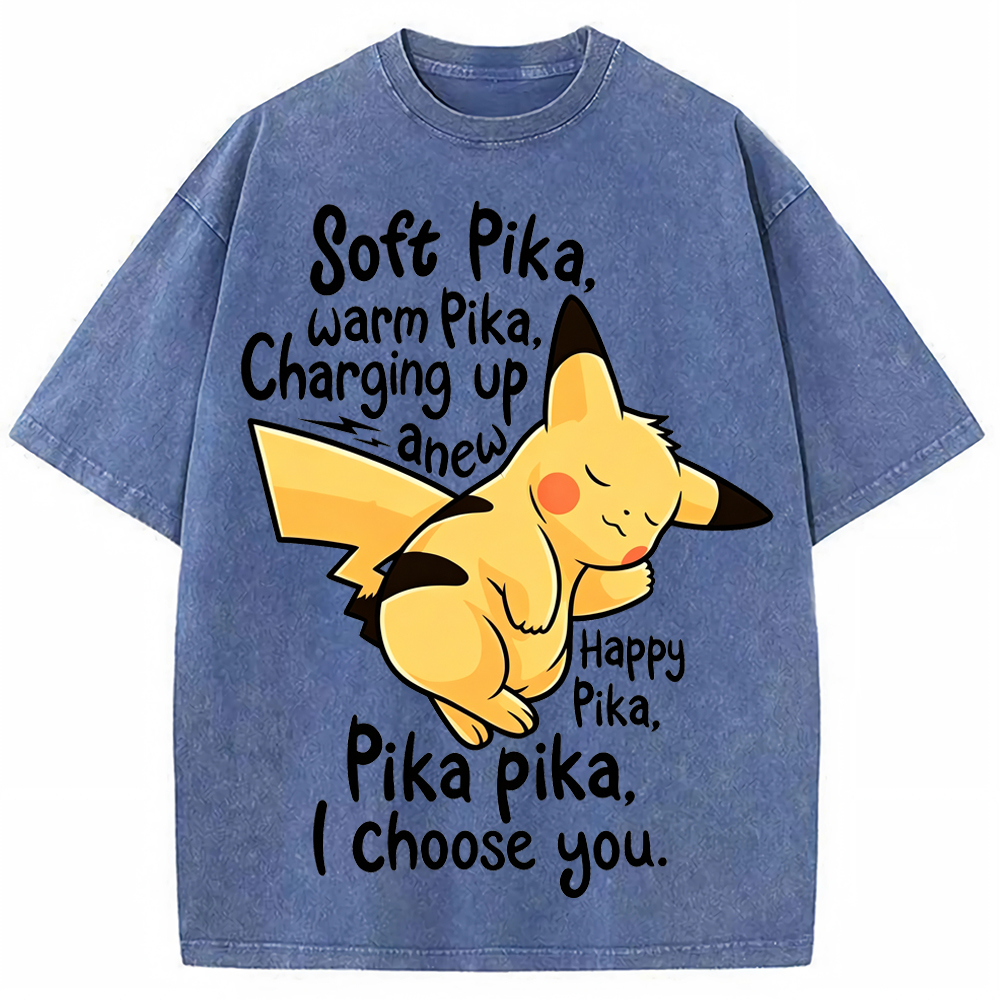 Soft Warm Tone Pikachu Cartoon Tee | Pokemon Anime
