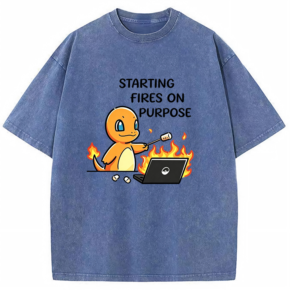 Vintage Washed Charmander T-Shirt, Funny Work Meme Pokemon Tee