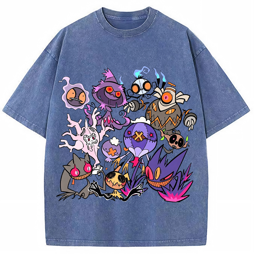 Halloween Dark Graffiti Ghost Type Mix Cartoon Tee | Pokemon Anime