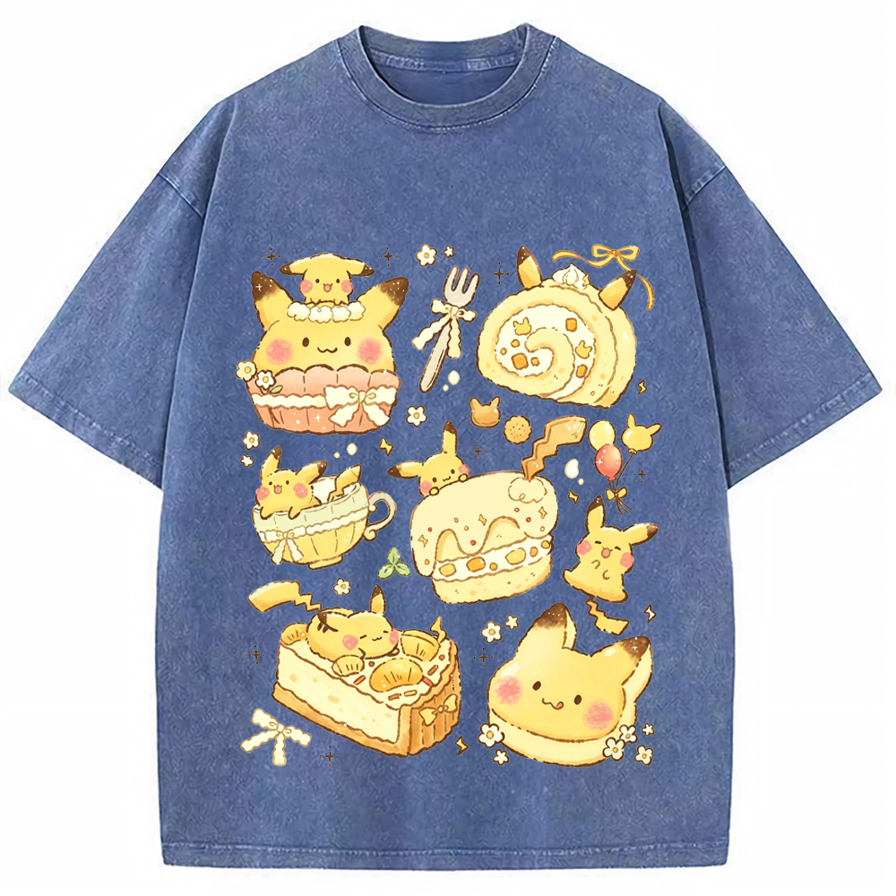 Sweet Dessert Bakery Pikachu Cartoon Tee | Pokemon Anime