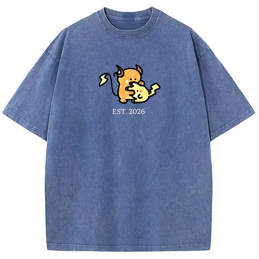 Cute Parent & Kid Raichu Vintage Washed T-Shirt