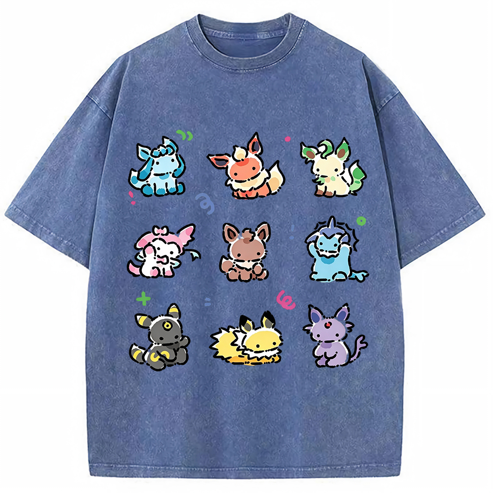 Cute Cartoon Creatures Vintage Washed T-Shirt