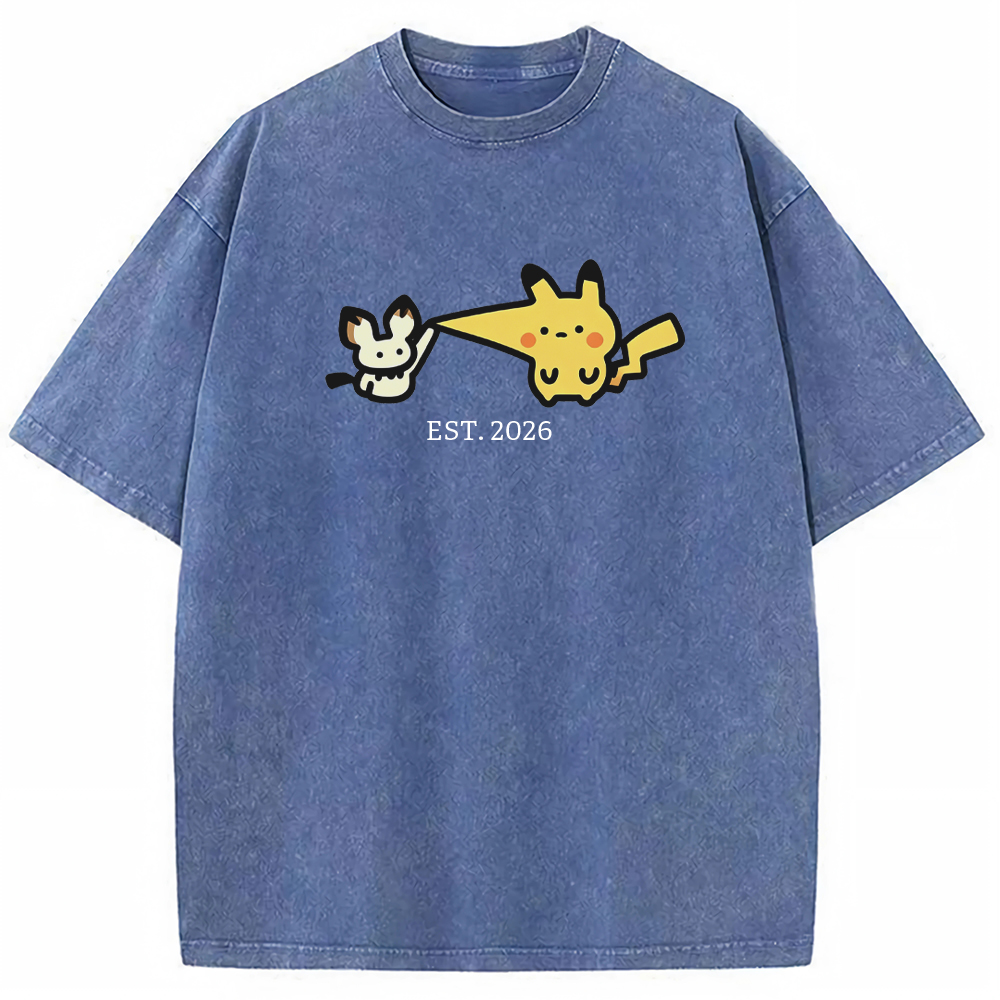 Cute Parent & Kid Pikachu Vintage Washed T-Shirt
