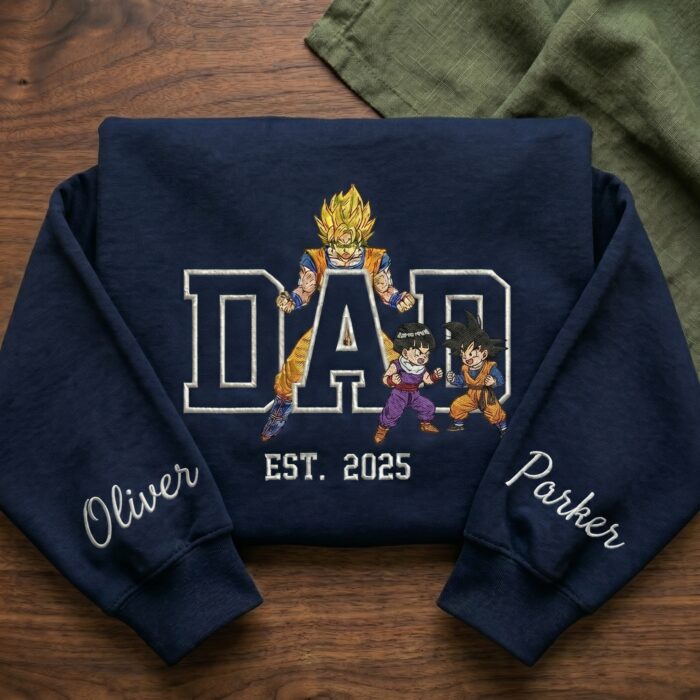 Custom Super Saiyan Dad Shirt, Personalized Anime Father's Day Gift