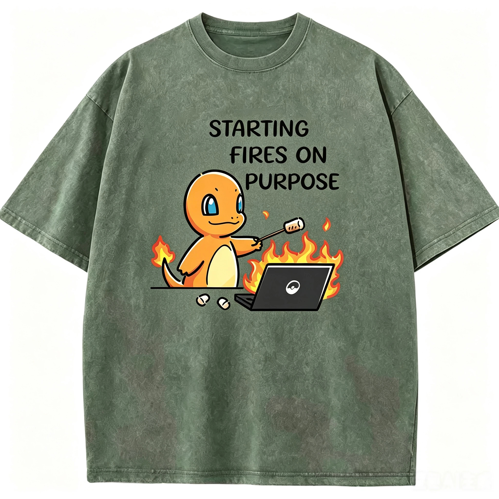 Vintage Washed Charmander T-Shirt, Funny Work Meme Pokemon Tee