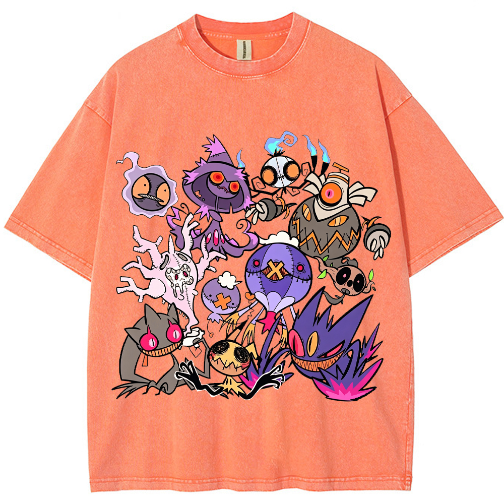 Halloween Dark Graffiti Ghost Type Mix Cartoon Tee | Pokemon Anime