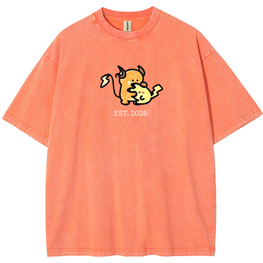 Cute Parent & Kid Raichu Vintage Washed T-Shirt