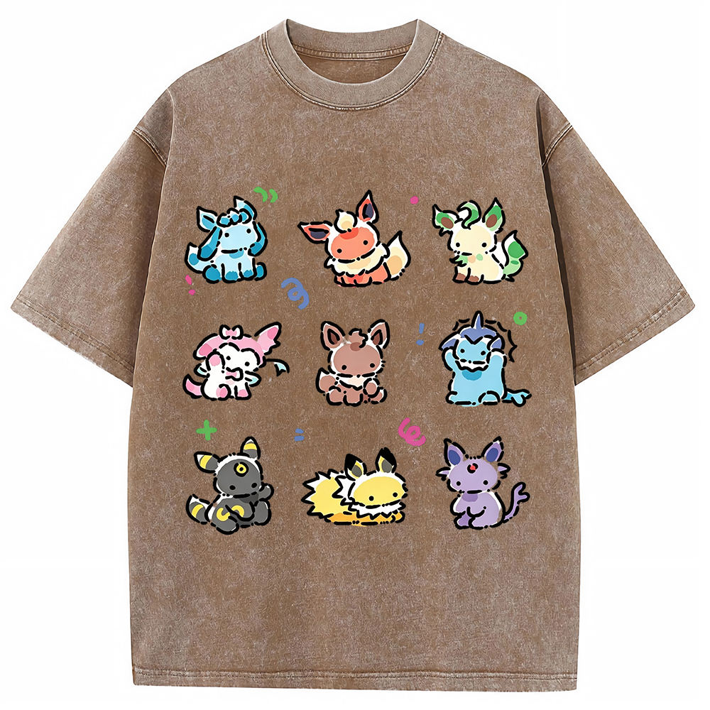 Cute Cartoon Creatures Vintage Washed T-Shirt