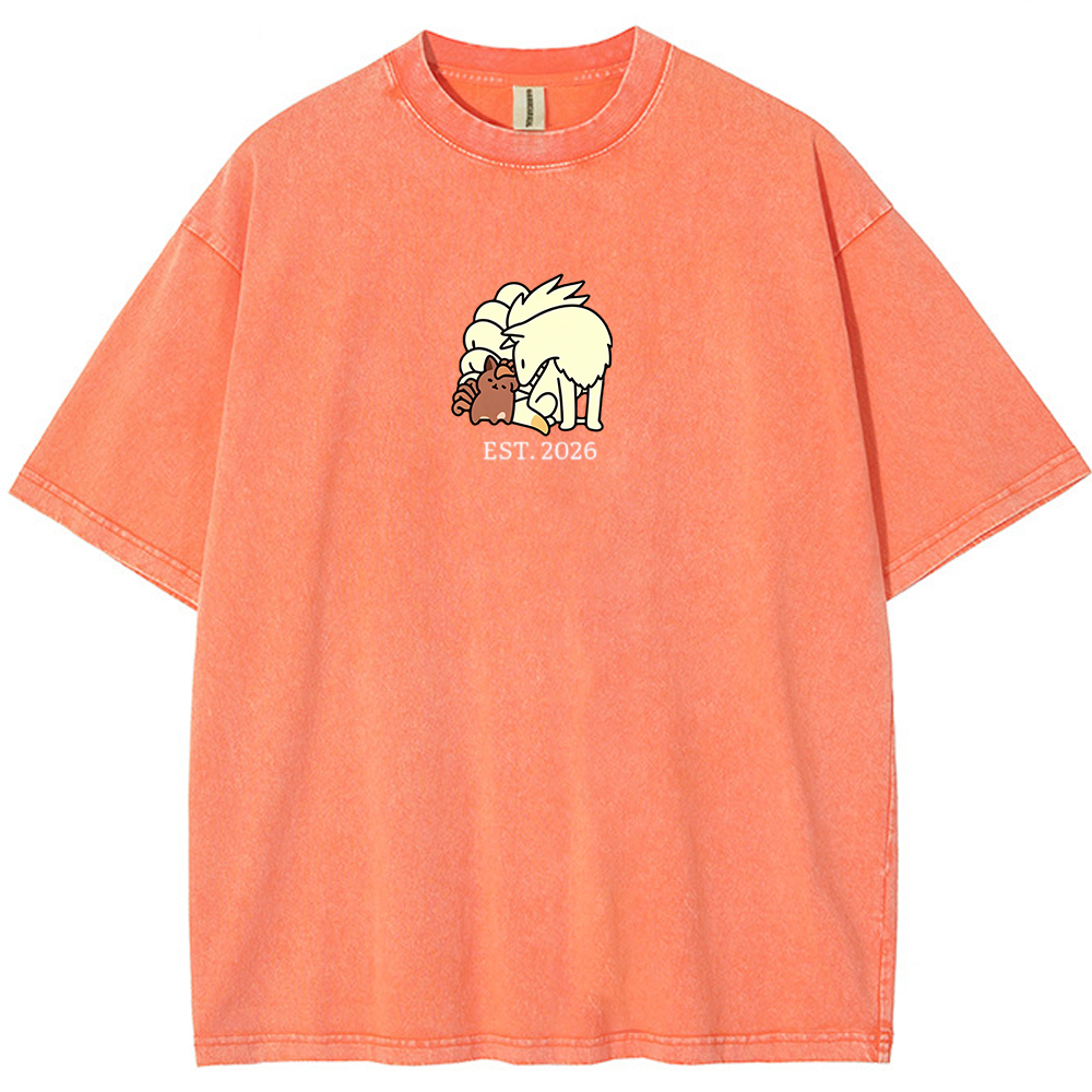 Cute Parent & Kid Arcanine Vintage Washed T-Shirt
