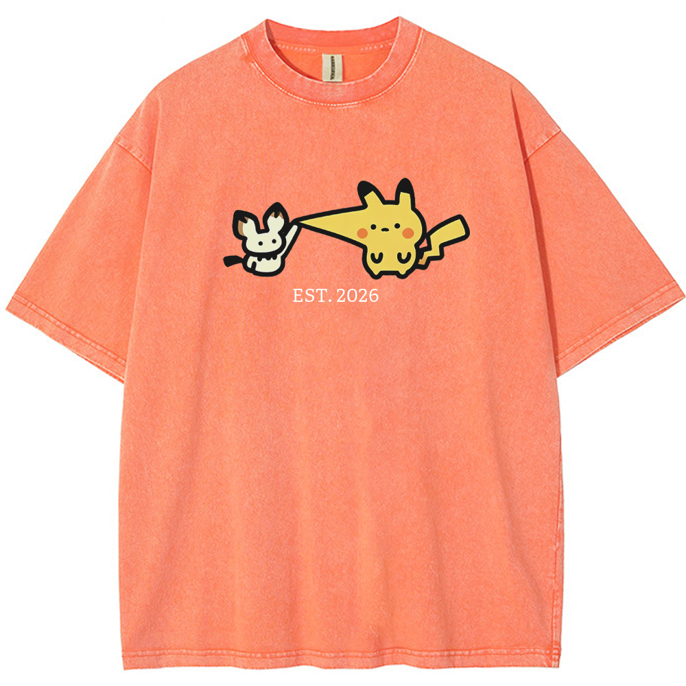 Cute Parent & Kid Pikachu Vintage Washed T-Shirt